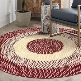 Area Rug Hand Woven Premium Cotton Material Eco Friendly Braid Craft Beautiful Carpet Non-Slip Durable Comfortable for Living Room Bedroom Home Decora (Color: Red, size: 2.6 x 2.6 ft)