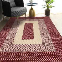 Area Rug Hand Woven Premium Cotton Material Eco Friendly Braid Craft Beautiful Carpet Non-Slip Durable Comfortable for Living Room Bedroom Home Decora (Color: Red, size: 3' x 5')