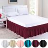 Elastic Ruffle pleated Bed Skirt Bedspread Cover w/ 15" Drop Valance Twin Set