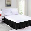 Elastic Ruffle pleated Bed Skirt Bedspread Cover w/ 15" Drop Valance Twin Set