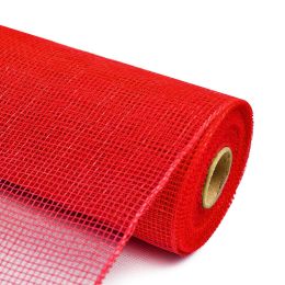 10" x 10 YDS Deco Poly Mesh Ribbon Christmas Halloween Holiday Decor Ribbon (Color: Red)