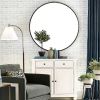 Modern Simple Thin Frame Wall-Mounted Vanity Round Mirror 23.6" x 23.6" for Bathroom, Vanity, Living Room, Bedroom, Entryway Wall Decor