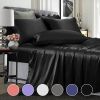 4 Pcs Smooth Satin Silk Sheet Set Deep Pocket Bed Sheet Wrinkle Fade Resistant