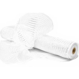 21"/10" x 10 YDS Deco Mesh Ribbon For Wedding Christmas Decorations Mesh Roll (Color: White, size: 10" x 10 YDS)