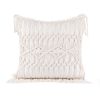 Boho Macrame Pillow Cover 18 x 18 Inches 2PCS Throw Pillowcase Hand Knit Cream Decorative Cushion Case with Tassel for Sofa Couch Chair Bed