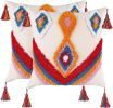 Boho Tufted Pillow Cover 18 x 18 Inches 2PCS Throw Pillowcase Handmade Colorful Decorative Cushion Case with Tassel for Sofa Couch Chair Bed