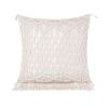 Boho Macrame Pillow Cover 18 x 18 Inches 2PCS Throw Pillowcase Hand Knit Cream Decorative Cushion Case with Tassel for Sofa Couch Chair Bed