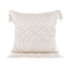 Boho Macrame Pillow Cover 18 x 18 Inches 2PCS Throw Pillowcase Hand Knit Cream Decorative Cushion Case with Tassel for Sofa Couch Chair Bed