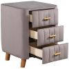 Bedroom Upholstery Nightstand with Three Drawers