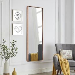 Full Length Wall Mirror,Door Hanging Mirror,Aluminum Alloy Frame Full Body Mirror,Rectangle Dressing Mirror,Bedroom Living room Mirror for Home 48"Ã—1 (Color: Rose Gold)