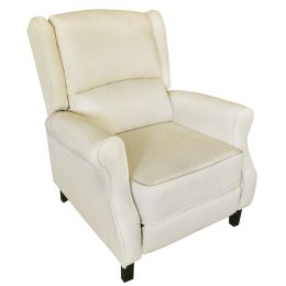 Classic Fabric Push back Recliner, Single Sofa Manual Recliner, with Padded Seat, Backrest, for Living Room, Bedroom (Color: Light Yellow)