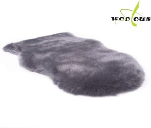 Faux Fur Sheepskin Rug, Soft Faux Sheepskin Area Rug for Chair Cover Seat Pad Plain Bedroom Sofa Floor Living Room, Shaggy Sheepskin Rug for Baby 2x3 (Color: Grey, size: 90*60)