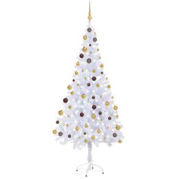 Artificial Christmas Tree with LEDs&Ball Set 70.9" 620 Branches (Color: White and gold)