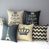 Retro Home Decorative Linen Cotton Blended Cushion Cover Crown Throw Pillow Case