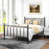 Full Size Bed Frame with Classic Headboard Metal Bed Frame Under Bed Storage Mattress Foundation No Box Spring Needed, Black