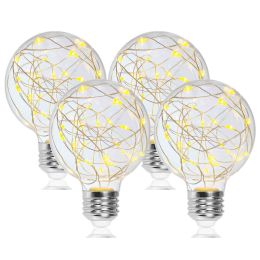 LED Globe Fairy Light Bulb,G80 E26 Warm White Edison Screw Night Lights, Flash Starry Decorative Copper Wire String Lights for Bedroom Living Room Fes (Color: Warm White, Type: ST64)