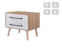 End Side Table Nightstand with Storage Drawers and Solid Wood Legs, 1PCS