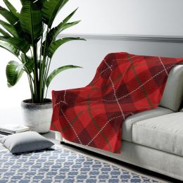 Accent Throw Blankets, Red Plaid Style Velveteen Plush Blanket (size: 60" Ã— 80")