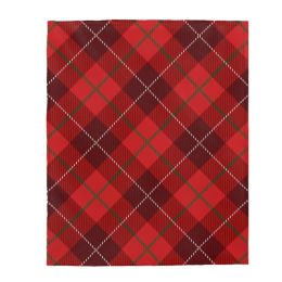 Accent Throw Blankets, Red Plaid Style Velveteen Plush Blanket (size: 50" Ã— 60")