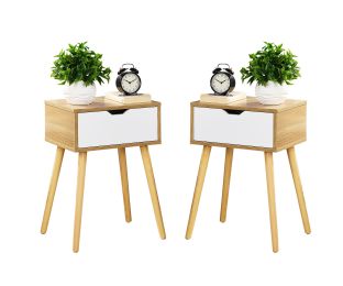 Modern Natural Nightstand, Wooden Drawer With Storage, Living Room Bedroom Furniture (Quantity: 2)