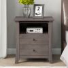 Multifunctional Storage Nightstand with 2 Drawers and an open cabinet