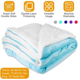 Fleece Queen Blanket Warm Soft Flannel Bed Cover Cuddly Cozy Sofa Travel Car Blanket Queen Size (Color: Turquoise, size: QUEEN)