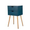 Set of 2 Wooden Modern Nightstand with 2 Drawers and 4 Solid Splayed Legs, Living Room Bedroom Furniture