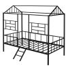 Metal House Bed Frame Twin Size with Slatted Support No Box Spring Needed