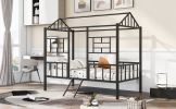 Metal House Bed Frame Twin Size with Slatted Support No Box Spring Needed