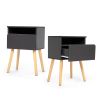 Set of 2 Modern Nightstand, Bedroom Endtable with Drawer, Shelf, Bedside Furniture for Living Room,