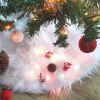 White Long Plush Christmas Tree Skirt Faux Fur Snowy Floor Mats Cover Xmas Decor