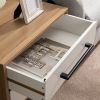 End Side Table Nightstand with Storage Drawers and Solid Wood Legs, 1PCS