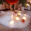 White Long Plush Christmas Tree Skirt Faux Fur Snowy Floor Mats Cover Xmas Decor