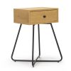 Modern Night Stand, End Table with Drawer, Cross Legs, Bedroom Furniture for Small Spaces, Living Room, Oak XH