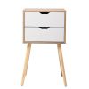 Set of 2 Wooden Modern Nightstand with 2 Drawers and 4 Solid Splayed Legs, Living Room Bedroom Furniture