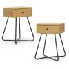 Modern Night Stand, End Table with Drawer, Cross Legs, Bedroom Furniture for Small Spaces, Living Room, Oak XH