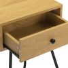 Modern Night Stand, End Table with Drawer, Cross Legs, Bedroom Furniture for Small Spaces, Living Room, Oak XH