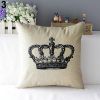 Retro Home Decorative Linen Cotton Blended Cushion Cover Crown Throw Pillow Case