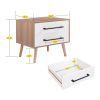 End Side Table Nightstand with Storage Drawers and Solid Wood Legs, 1PCS