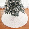 Christmas Tree Skirt Plush Floor Fur Mat Party Home Decor Xmas Gift w/ Snowflake