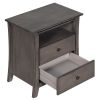 Multifunctional Storage Nightstand with 2 Drawers and an open cabinet