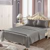 4 Pcs Smooth Satin Silk Sheet Set Deep Pocket Bed Sheet Wrinkle Fade Resistant