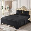 4 Pcs Smooth Satin Silk Sheet Set Deep Pocket Bed Sheet Wrinkle Fade Resistant