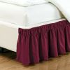 Elastic Ruffle pleated Bed Skirt Bedspread Cover w/ 15" Drop Valance Twin Set