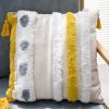 Boho Tufted Pillow Cover 18 x 18 Inches 2PCS Throw Pillowcase Handmade Colorful Decorative Cushion Case with Tassel for Sofa Couch Chair Bed