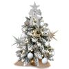 2ft Tabletop Christmas Tree with Light Artificial Small Mini Christmas Decoration with Flocked Snow;  Exquisite Decor & Xmas Ornaments for Table Top f