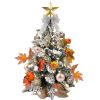 2ft Tabletop Christmas Tree with Light Artificial Small Mini Christmas Decoration with Flocked Snow;  Exquisite Decor & Xmas Ornaments for Table Top f