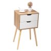 Set of 2 Wooden Modern Nightstand with 2 Drawers and 4 Solid Splayed Legs, Living Room Bedroom Furniture