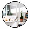 Wall Mounted Round Mirror with Brushed Metal Frame 28" x 28" for Bathroom, Vanity, Living Room, Bedroom, Entryway Wall Decor