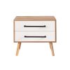 End Side Table Nightstand with Storage Drawers and Solid Wood Legs, 1PCS